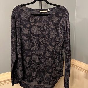 Soft Surroundings Dark Black and gray Floral Long Sleeve Top
